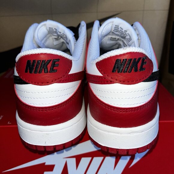 NEW Nike Dunk Low GS Black Toe Gym Red Chicago HF9980-600 Women Sz 8 / 6.5Y - Picture 5 of 8